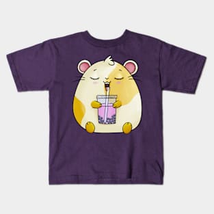 Cute Kawaii Hamster enjoying his Boba Tea Kids T-Shirt